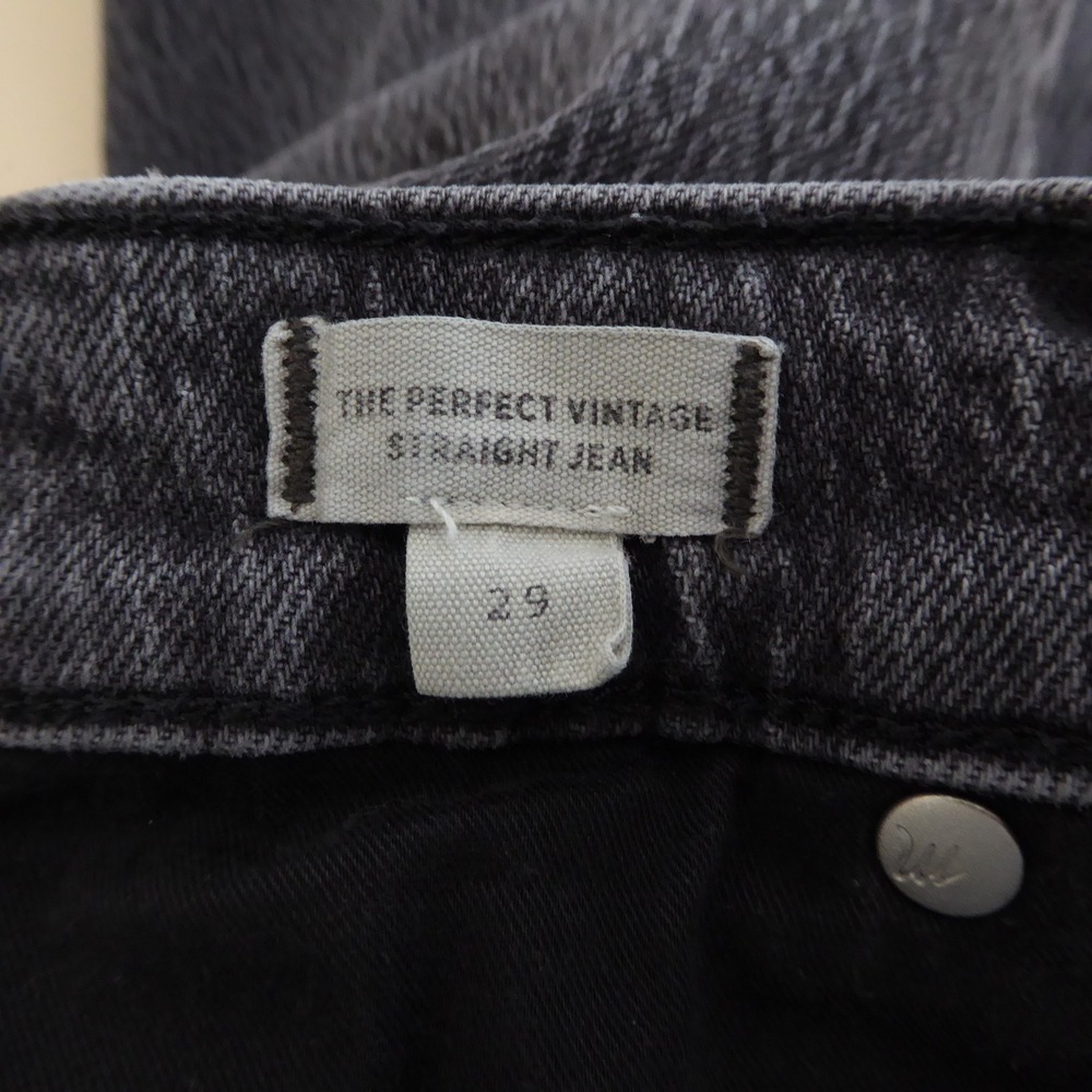 Madewell The Perfect Vintage Straight Jean Womens Size 29 Black Gray Raw Hem - Picture 10 of 12